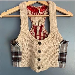 Free People Plaid Sweater Vest